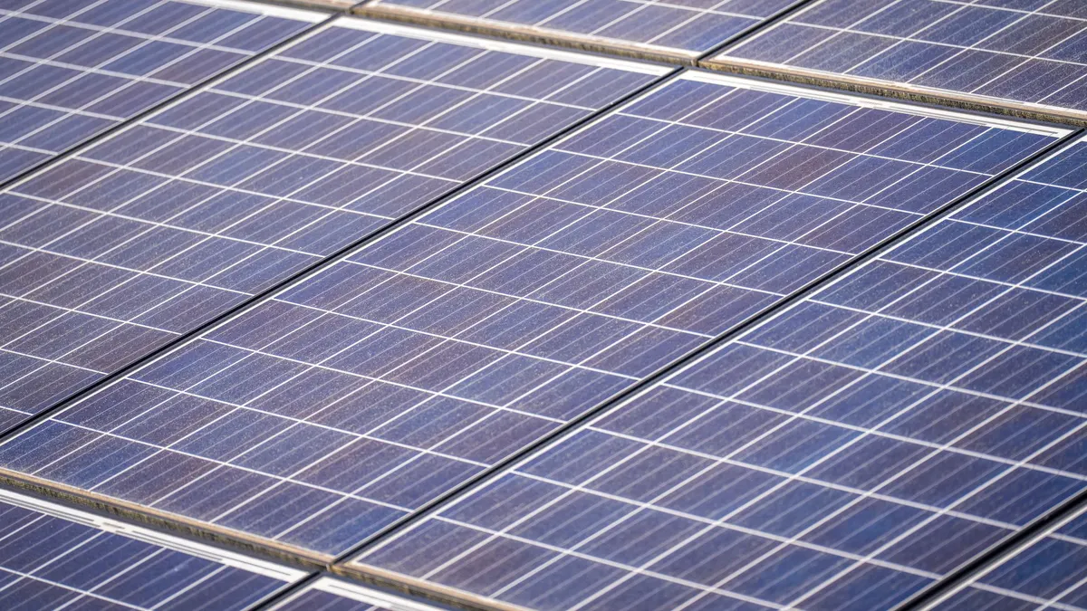 Close-up of blue solar panel cells